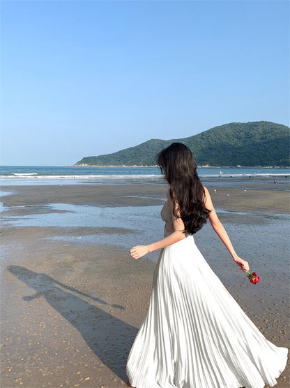 Dopamine Yellow Spaghetti Strap Maxi Dress – Sexy Backless Vacation Outfit