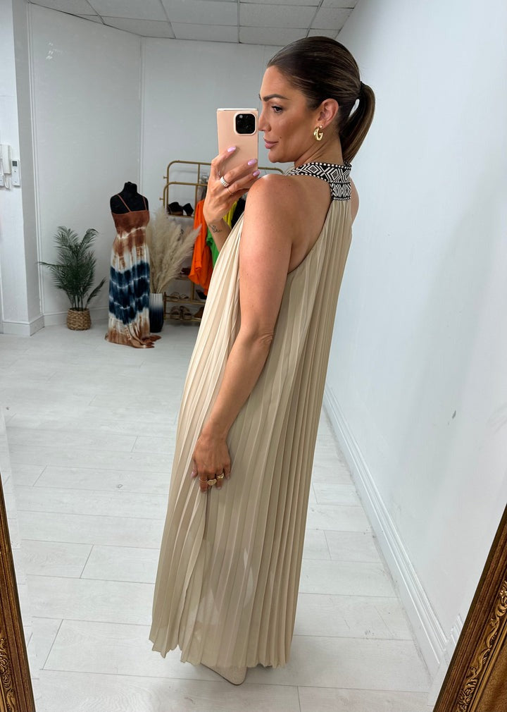 Pleated Racerback Maxi Dress