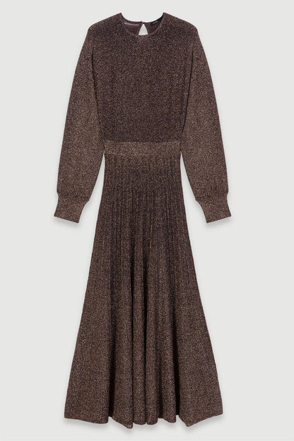 Jersey Round Neck Lurex Midi Dress