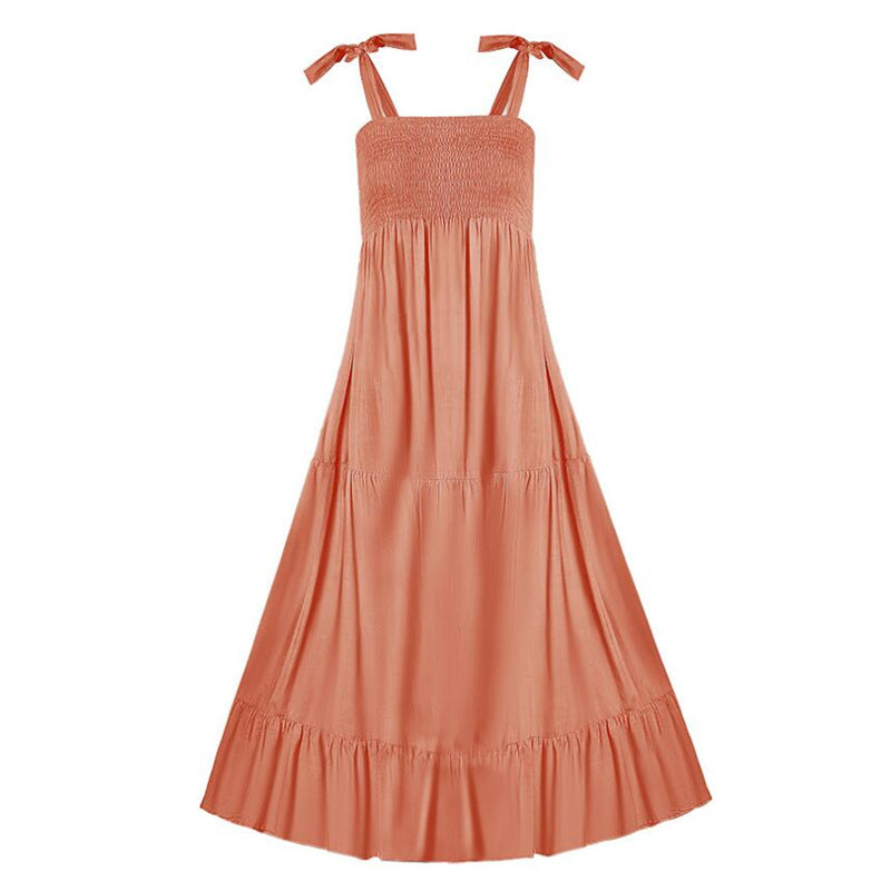 Sleeveless Sling Large Swing Maxi Dress in Black Green Orange