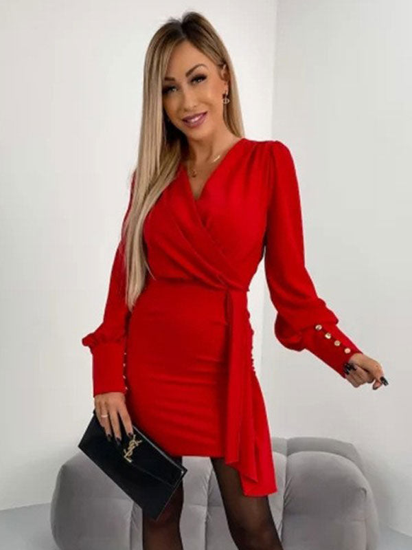 Mini Dresses Black Long Sleeves Short Dress