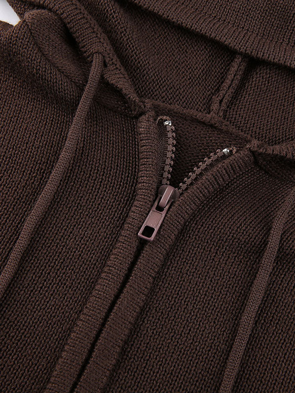 Hooded Crop Knit Cardigan