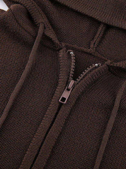 Hooded Crop Knit Cardigan