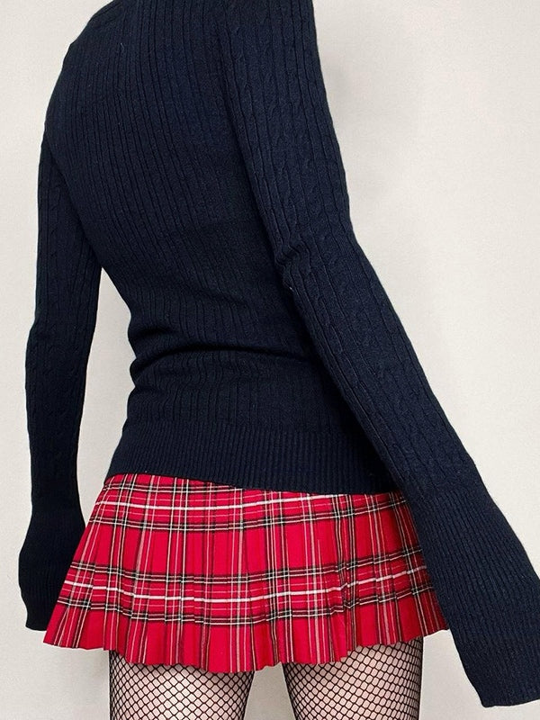 Button Front Cable Knit Top