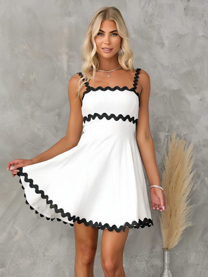 Two-Tone Dress Sleeveless Stretch Sexy Summer Mini Dresses