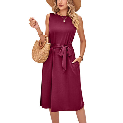 Solid Color Sleeveless Midi Dress in Multiple Colors