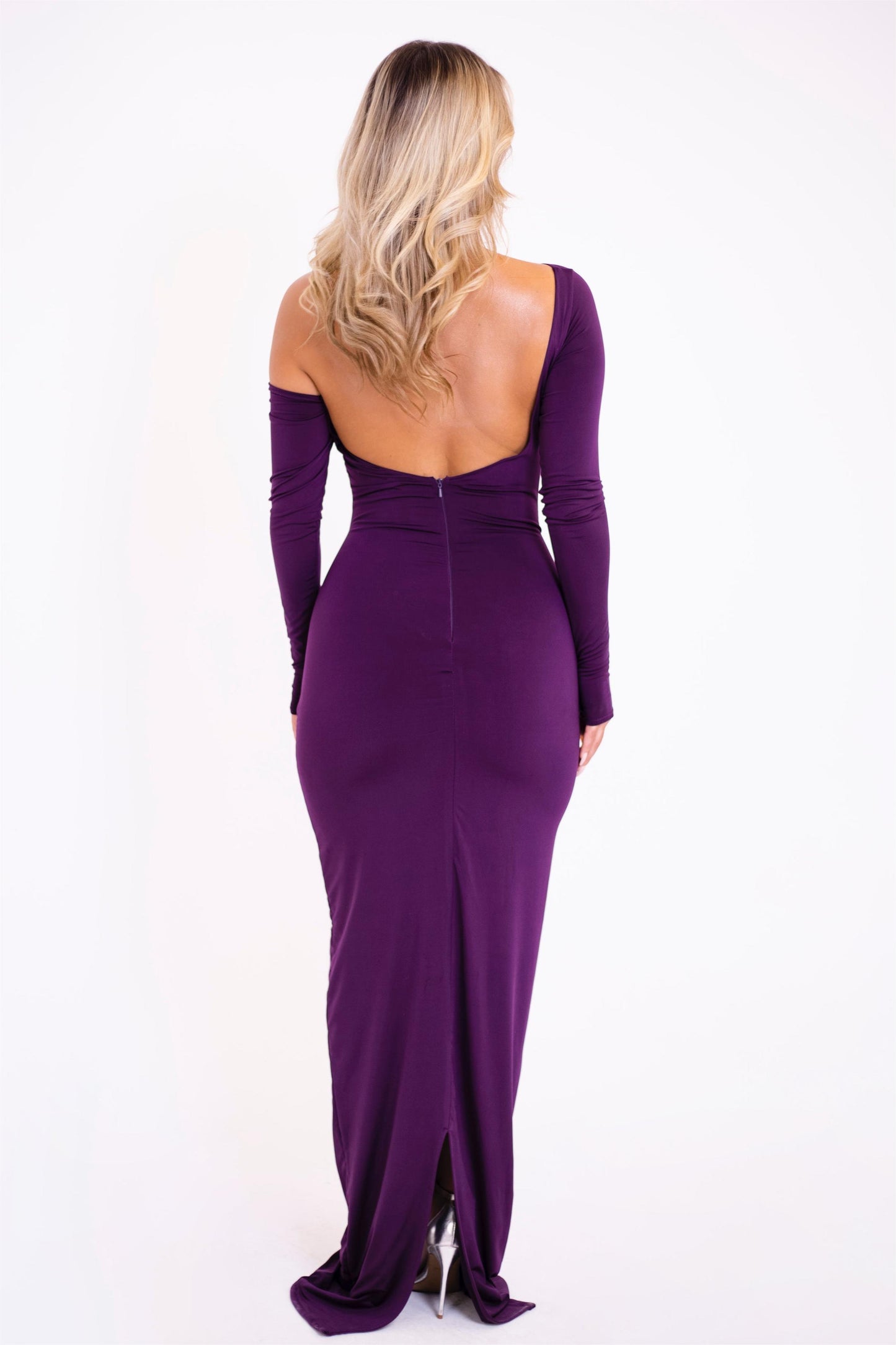 Jersey Off -Shoulder Rhinestone Midi Dress