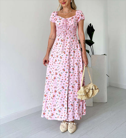 Floral Print Smocked Midi Dress