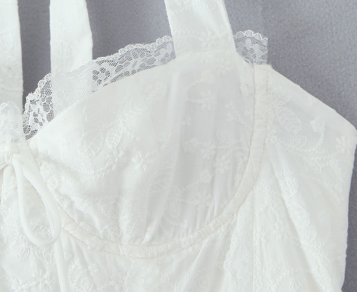 FallFresh Simple Lace Halter Suspender Dress