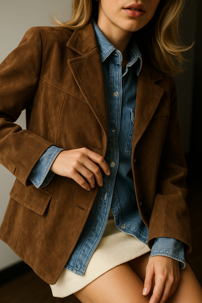 Faux Suede Jacket | Single-Breasted Design | Regular Fit