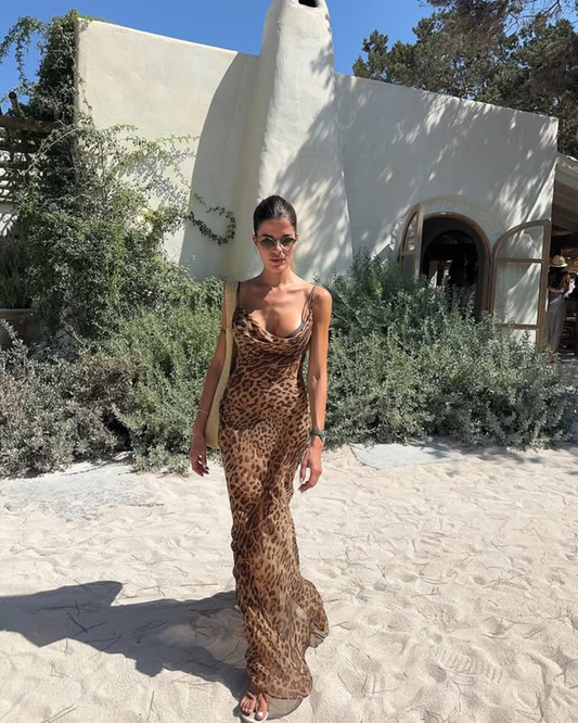 | Adjustable Leopard Maxi Dress