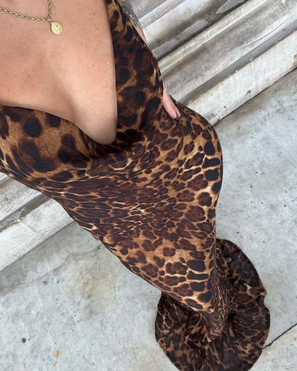| Adjustable Leopard Maxi Dress