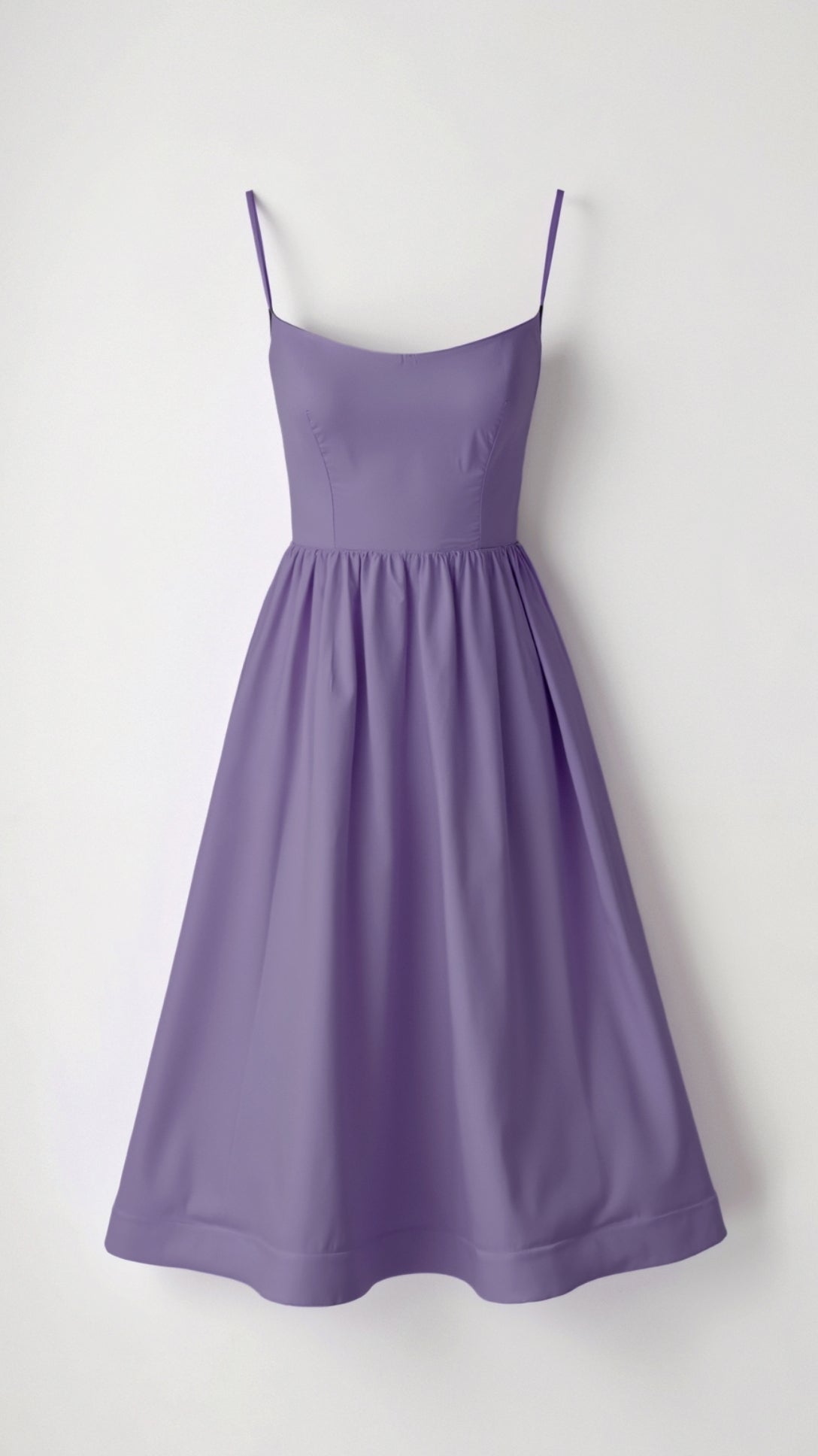 | Strappy Midi Dress, Fitted Bodice, Flowing Skirt