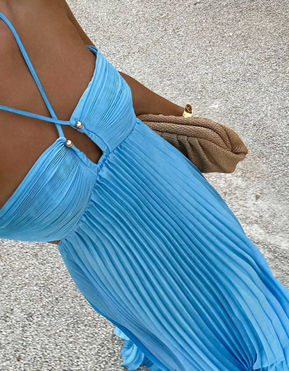 | Pleated Flow Cut-Out Maxi Dress