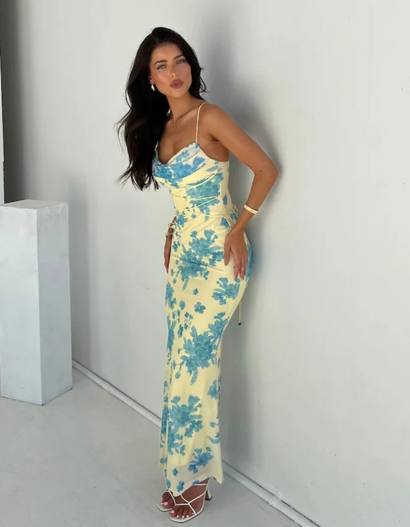 | Ruched Tie-Dye Bodycon Maxi Dress