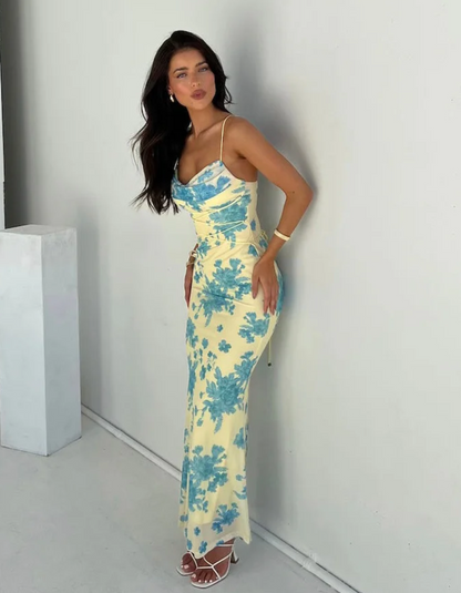 | Ruched Tie-Dye Bodycon Maxi Dress