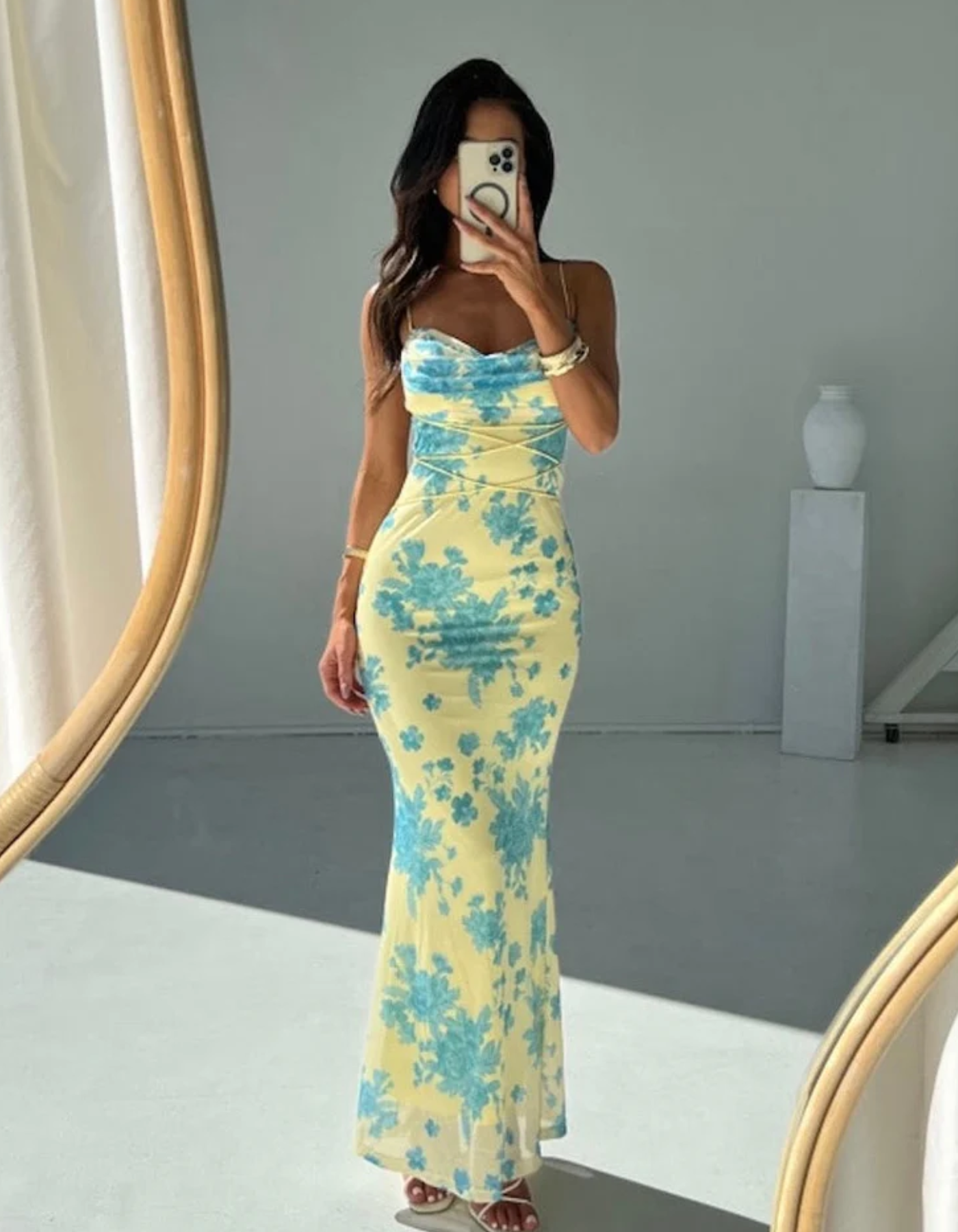 | Ruched Tie-Dye Bodycon Maxi Dress