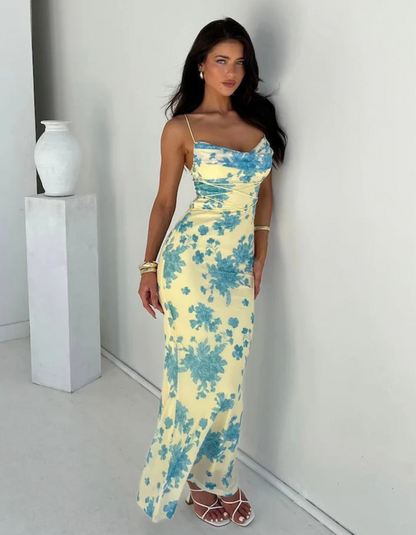| Ruched Tie-Dye Bodycon Maxi Dress