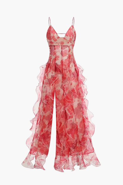 | Floral Print Ruffled Maxi Dress