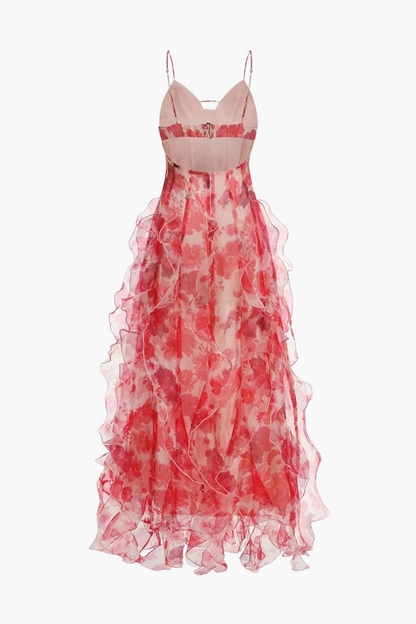 | Floral Print Ruffled Maxi Dress