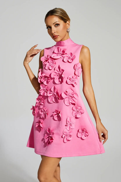 | Sculpted Floral Sleeveless Mini Dress