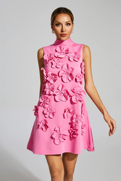 | Sculpted Floral Sleeveless Mini Dress