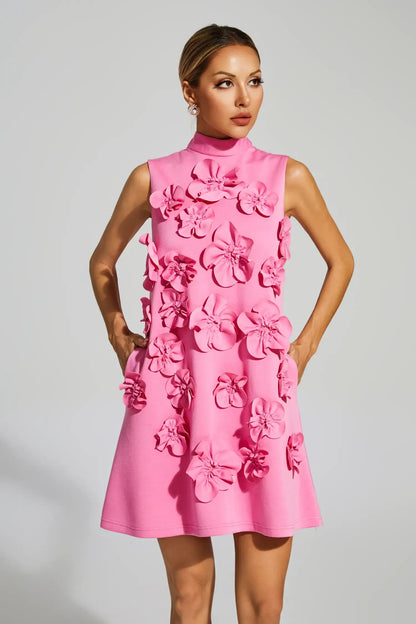 | Sculpted Floral Sleeveless Mini Dress