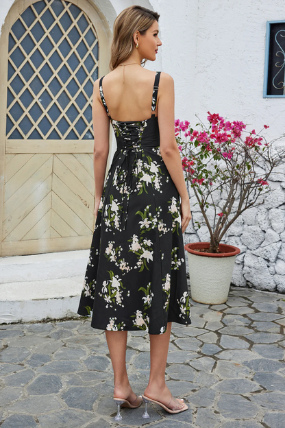 | Ditsy Bloom Charm Sweetheart Midi Dress