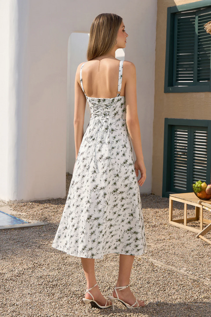 | Ditsy Bloom Charm Sweetheart Midi Dress
