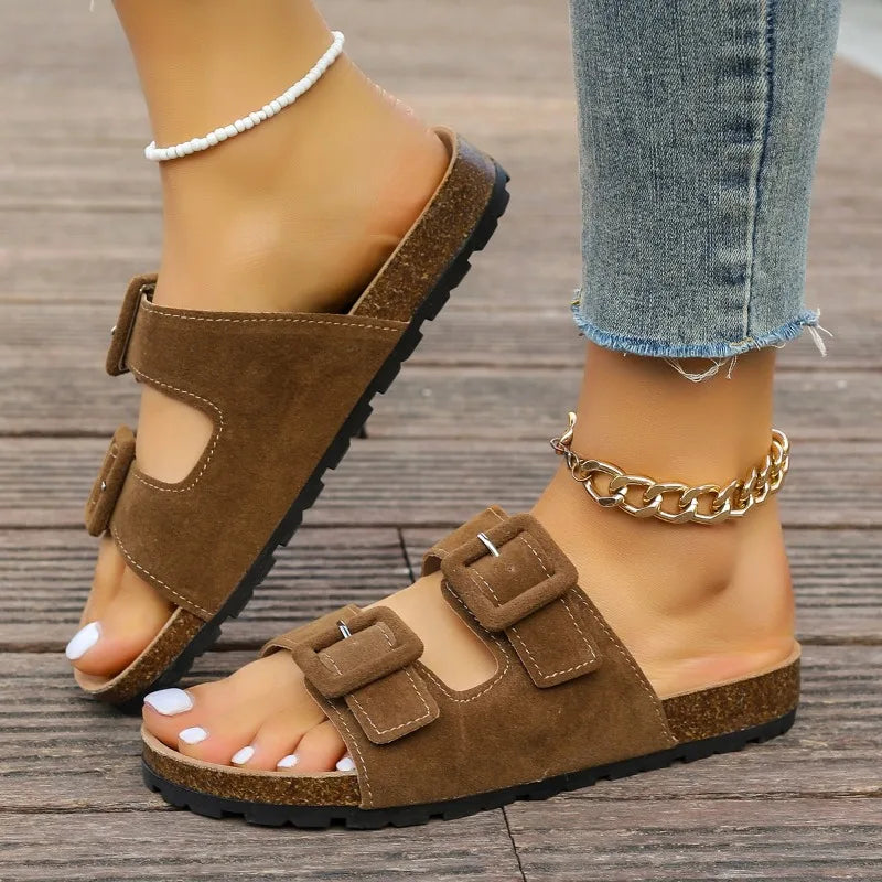 Women's Non-Slip Suede Flip-Flops – Beach & Outdoor Comfort Sandals