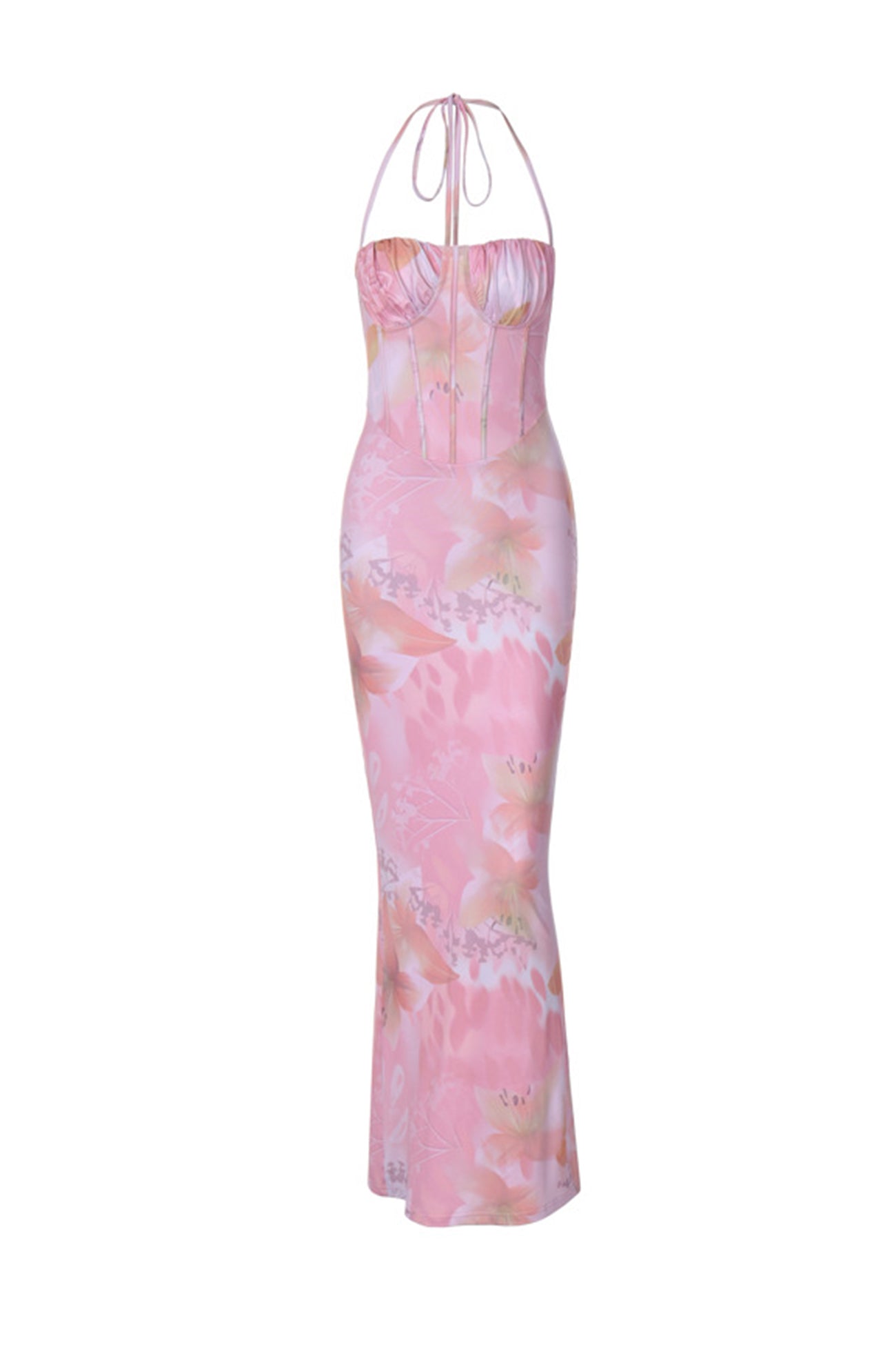 Floral Print Halter Croset Pack Hip Dress