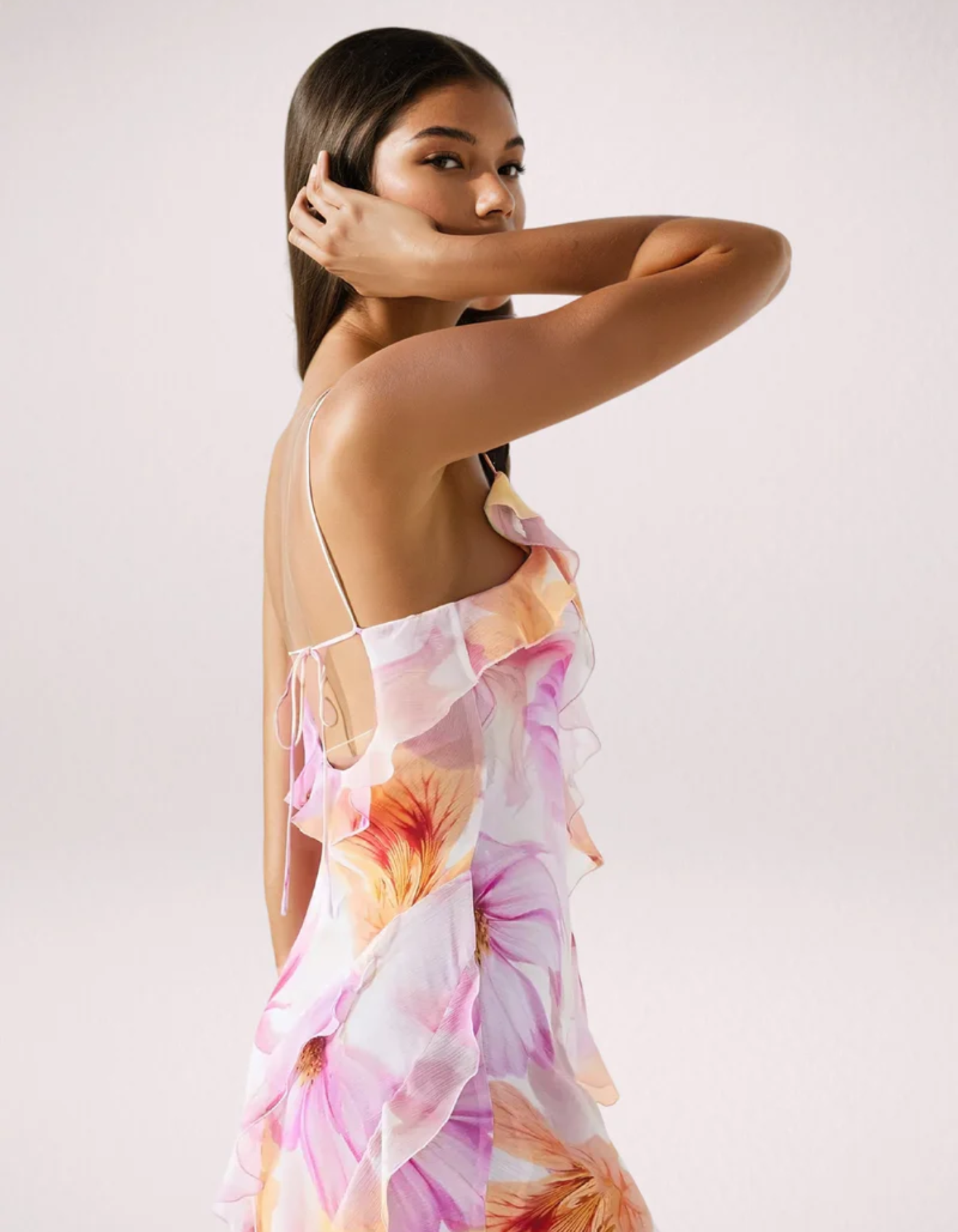 | Ruffled Edge Floral Maxi Dress