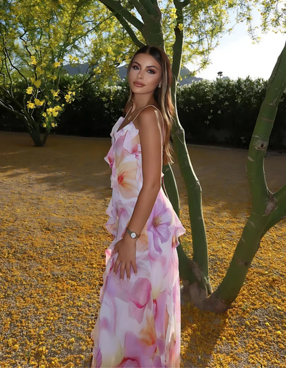 | Ruffled Edge Floral Maxi Dress
