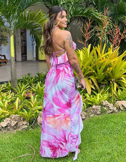 | Ruffled Edge Floral Maxi Dress