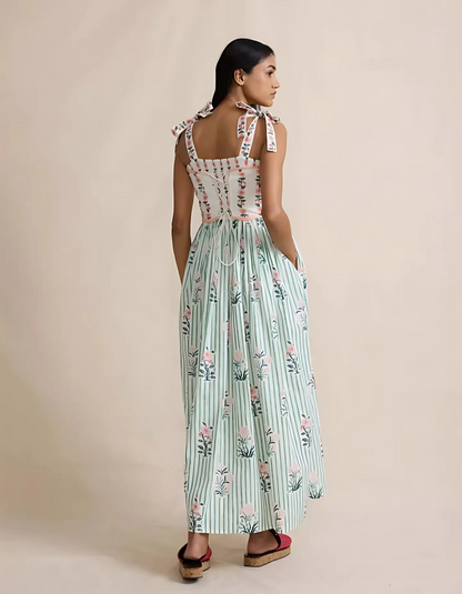 | Hand-block print maxi dress