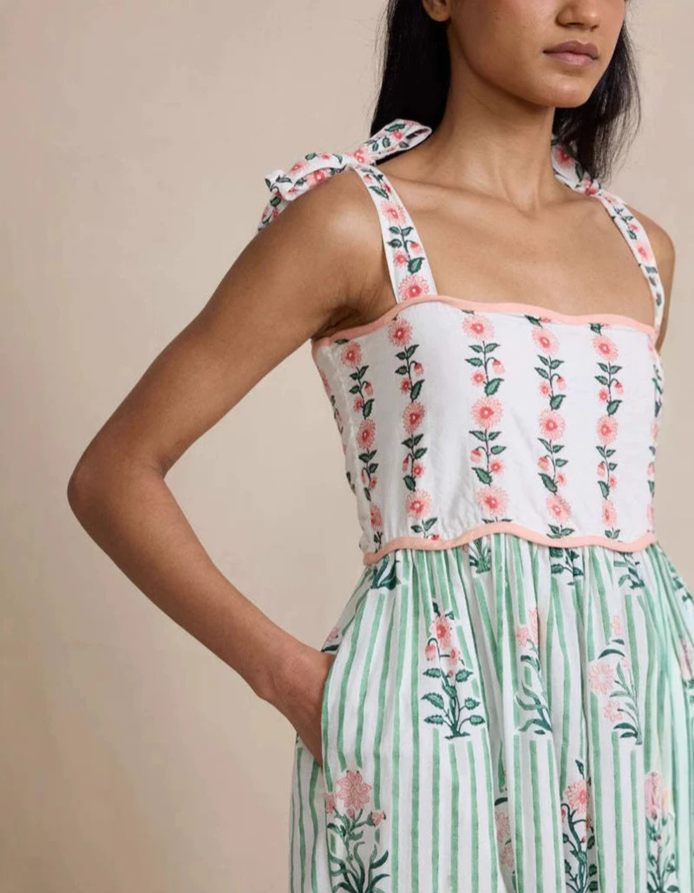 | Hand-block print maxi dress