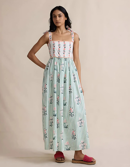 | Hand-block print maxi dress