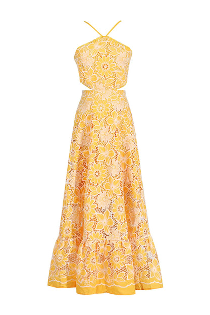 | Floral lace halter midi dress