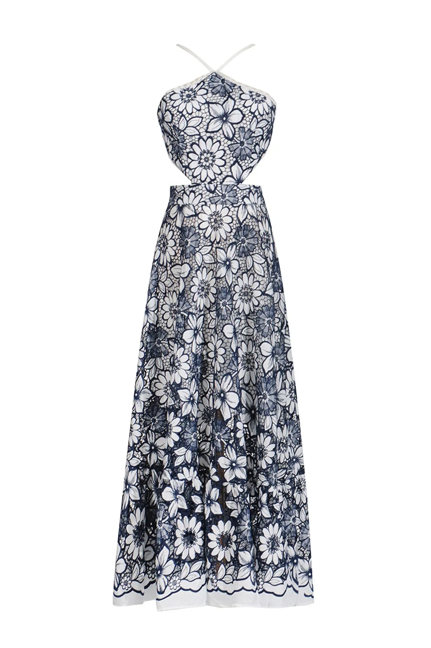 | Floral lace halter midi dress