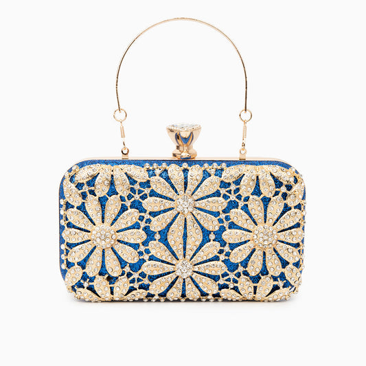 Rhinestone Flower Clutch Bag