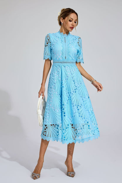 Freeman Blue Cut Out Midi Dress