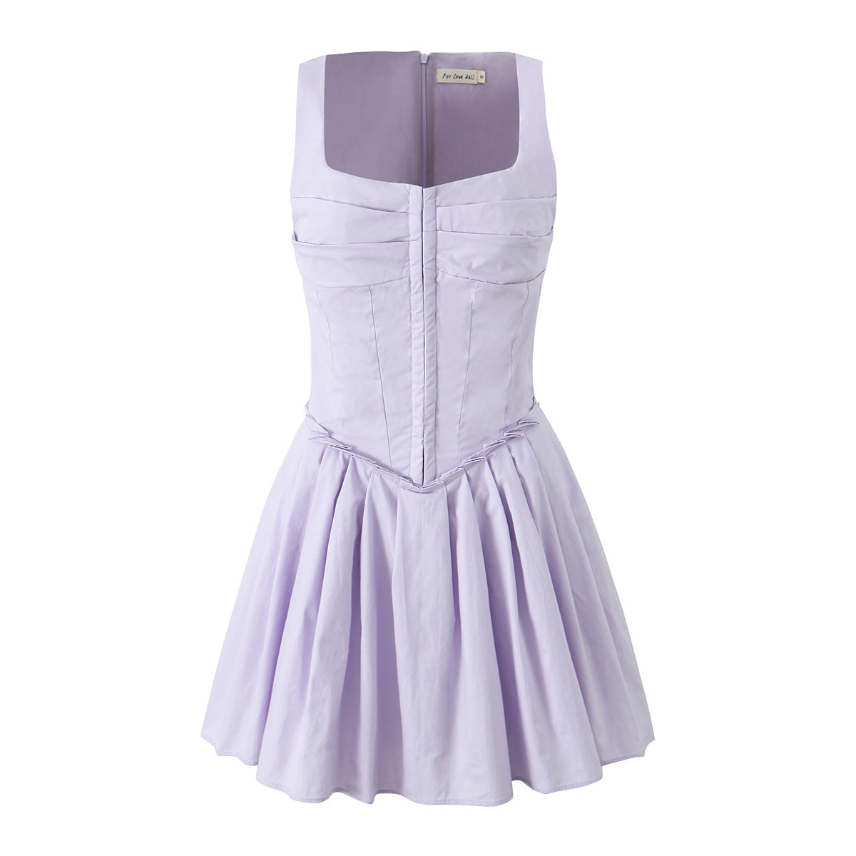 French Sleeveless Breasted Dress Sweet Spicy Slim Solid Color A line Pleated Dress