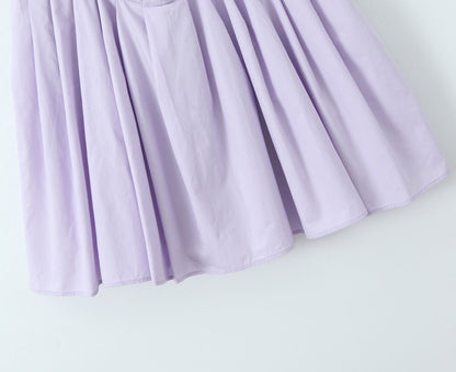 French Sleeveless Breasted Dress Sweet Spicy Slim Solid Color A line Pleated Dress