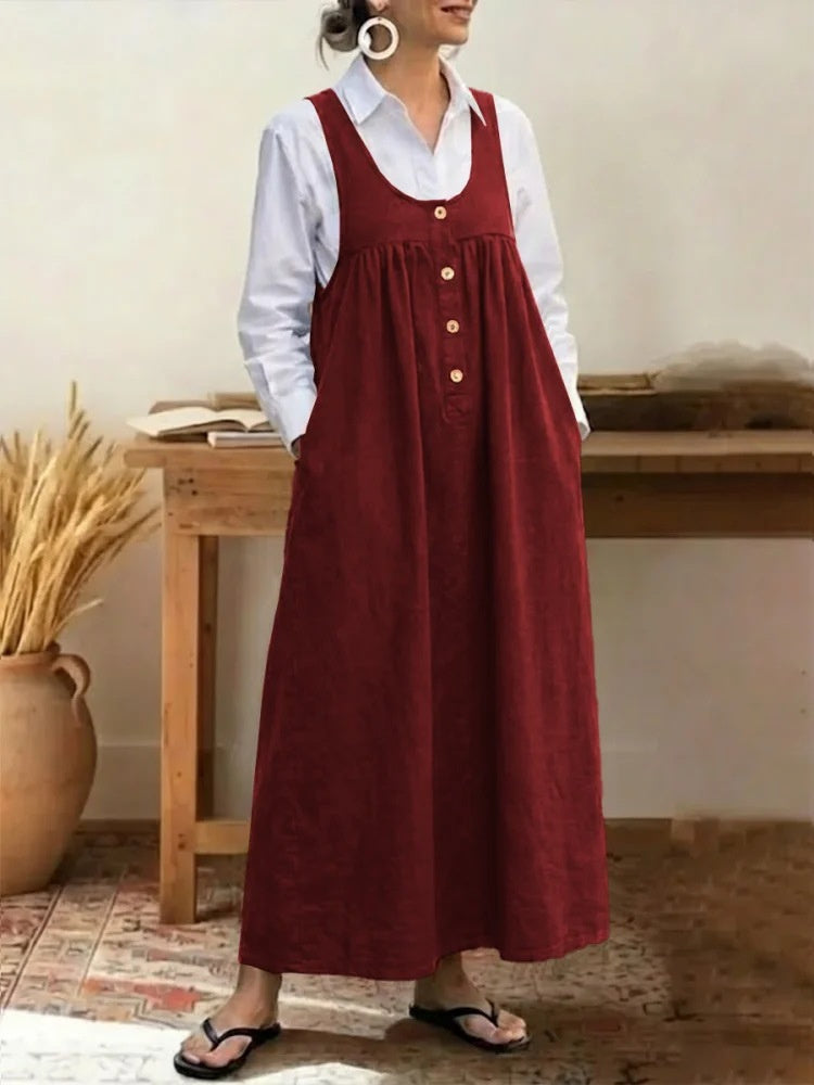 Solid Color Mid-length Slimming Dress