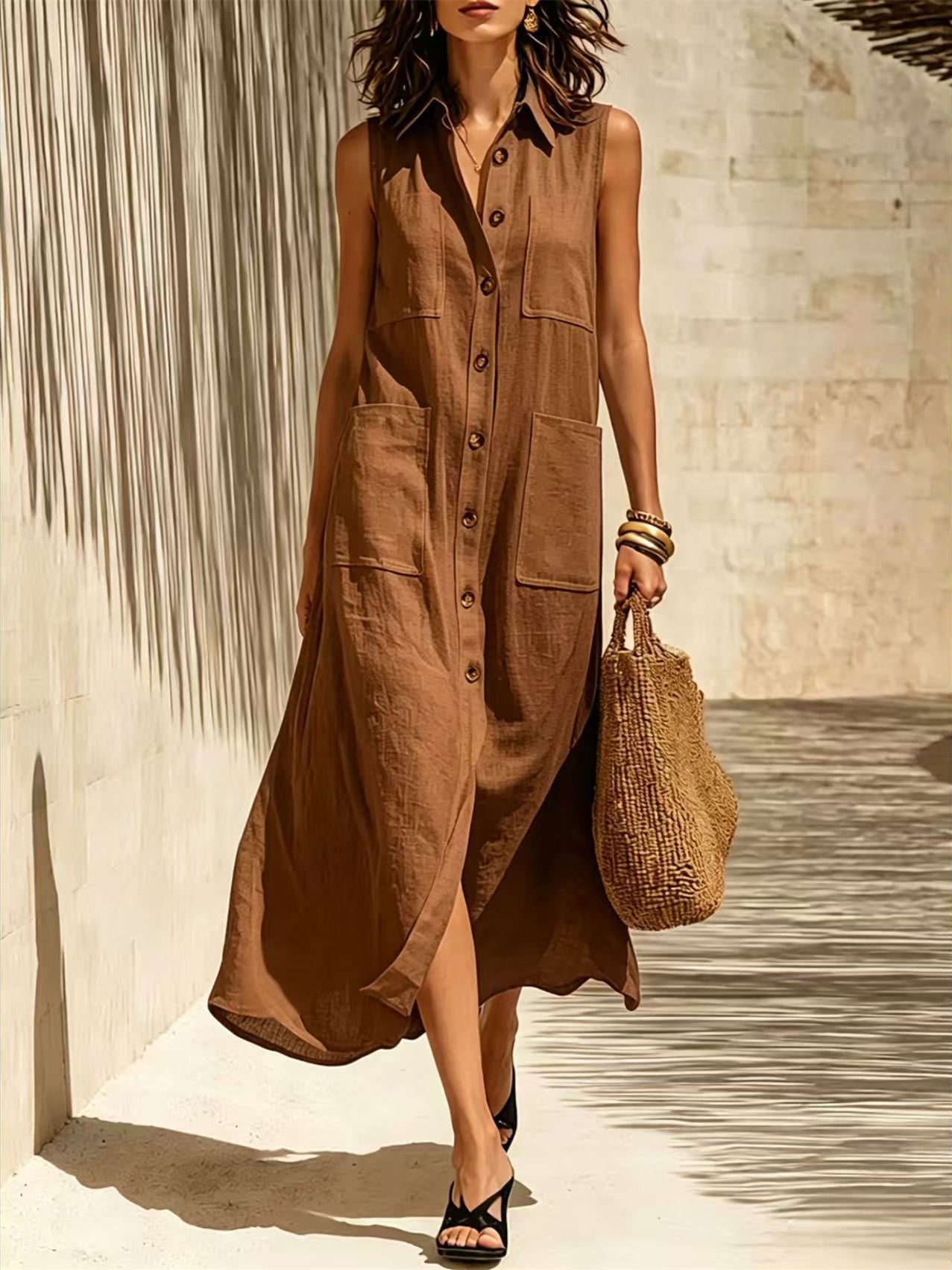 Solid Color Color-blocked Patchwork Versatile Dress