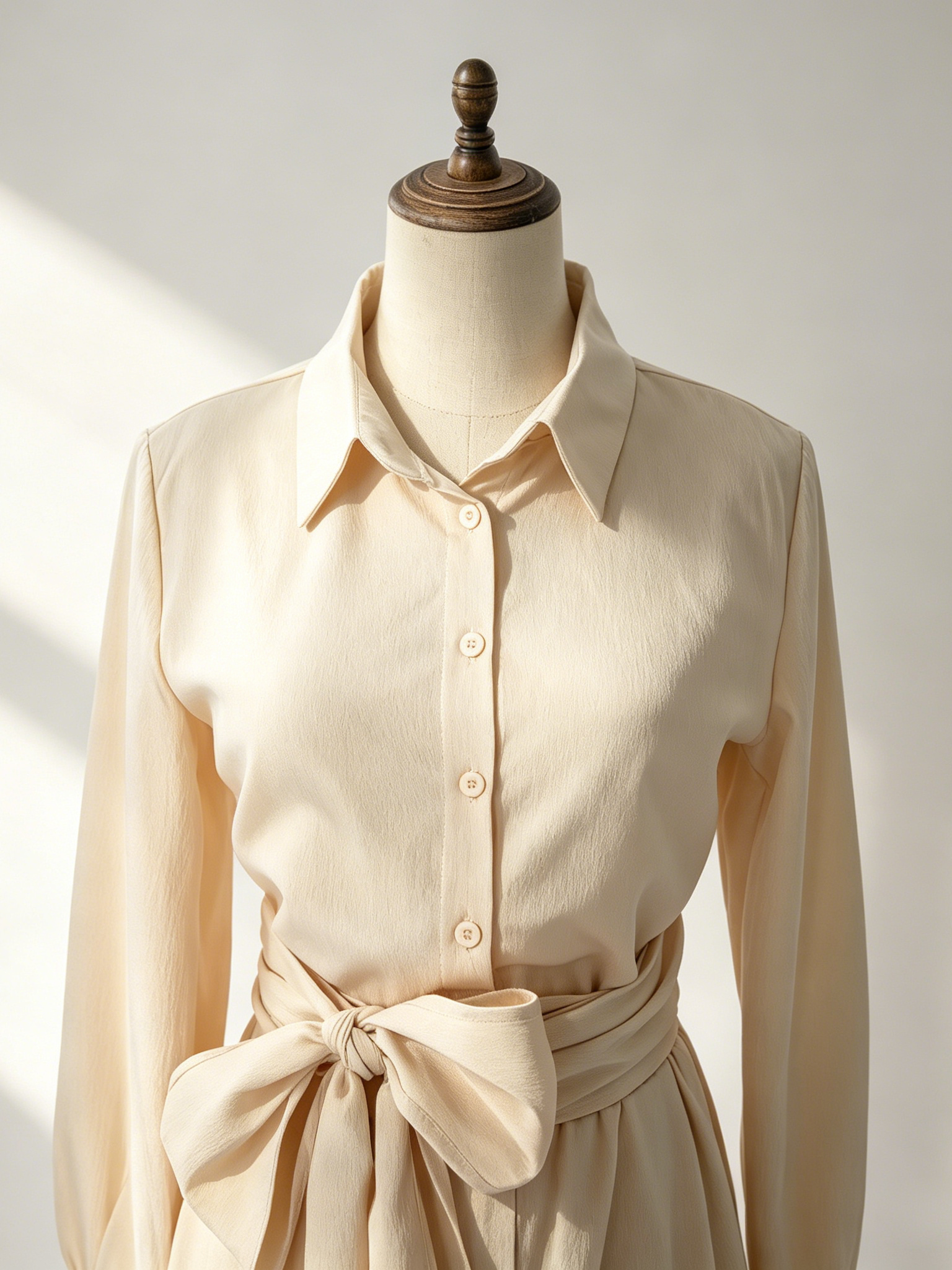 Linen Cotton 2 Piece Set For Women - Elegant Long Sleeves Belted Shirt And Wide Leg Pants - Summer Resort Style 2026