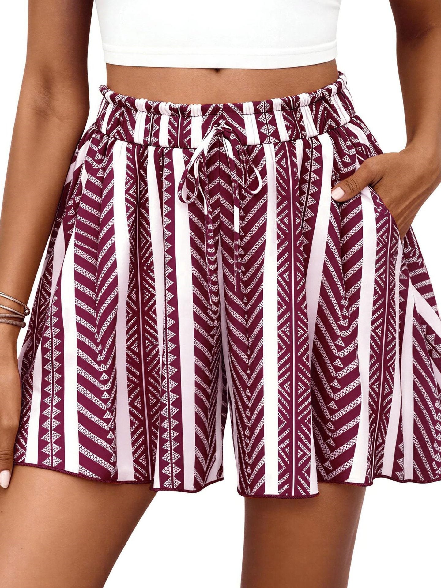 High-waisted Floral Print Loose Casual Shorts