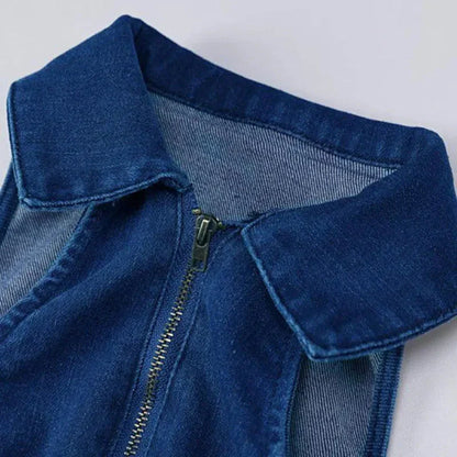 | V-neckline Denim Jumpsuit