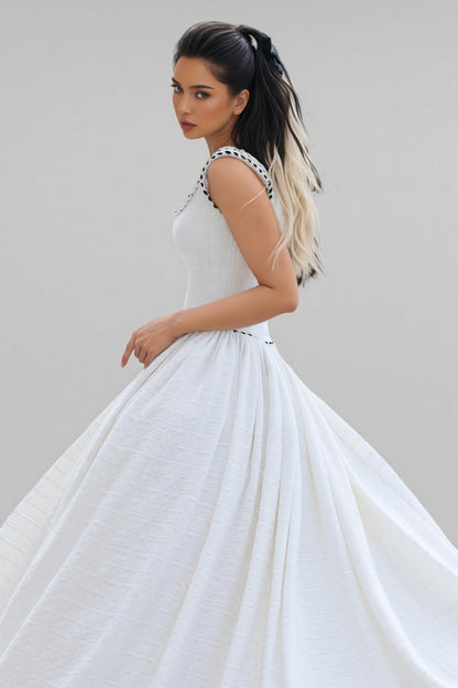 Pavoed Halter Puff Maxi Dress