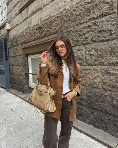 | Structured Shoulders Suede Blazer